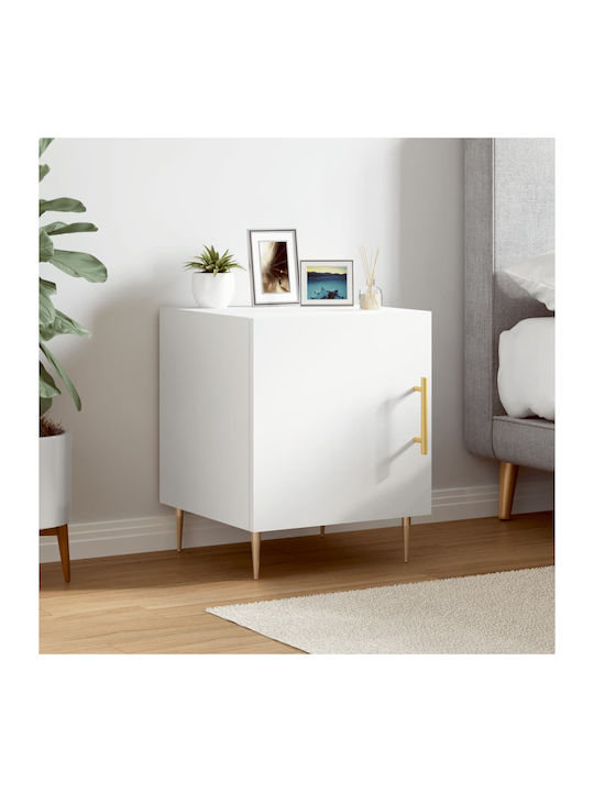 Wooden Bedside Table White 40x40x50cm