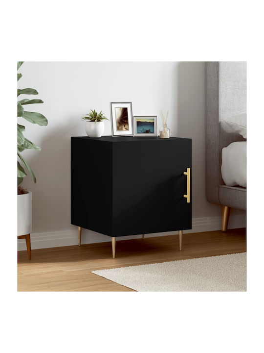 Wooden Bedside Table Black 40x40x50cm