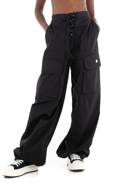 Hugo Boss Femei Bumbac Pantaloni cu Croială Relaxată Negru