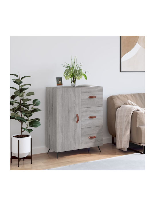 Wooden & Metallic Buffet with Drawers Gray Sono...