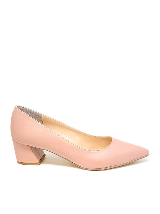 Leather Pointed Toe Pink Medium Heels