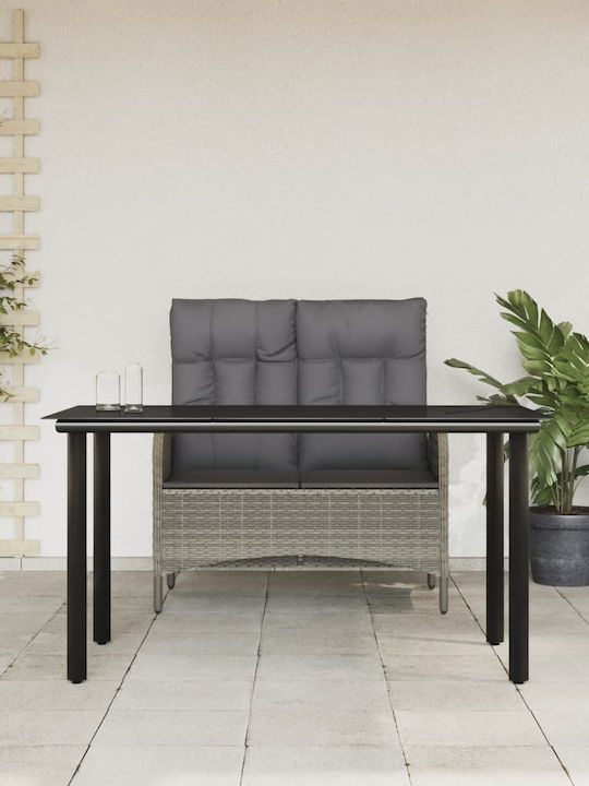 Garden & Outdoor Furniture Sets Dining Room Set 2 Pieces Grey with Pillows