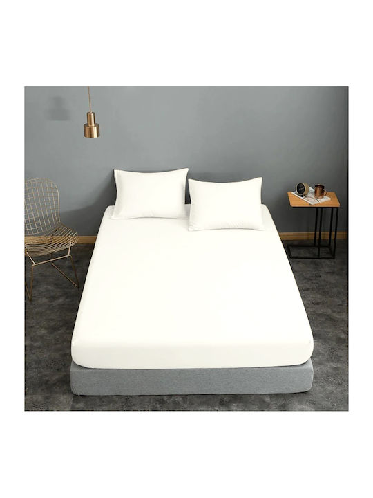 Le Blanc Sheet for Single Bed with Elastic 100x200+22cm. Cotton Line White