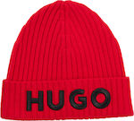 Hugo Beanie Unisex Σκούφος Πλεκτός σε Κόκκινο χ...