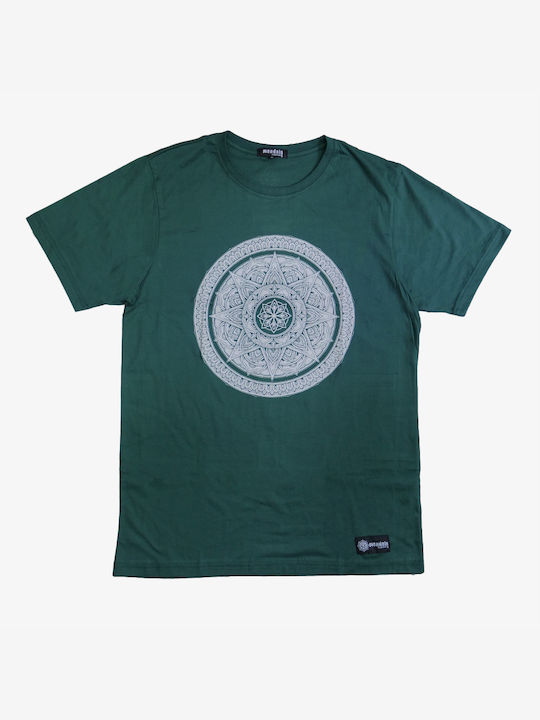 Mandala T-shirt Bărbătesc cu Mânecă Scurtă Verde