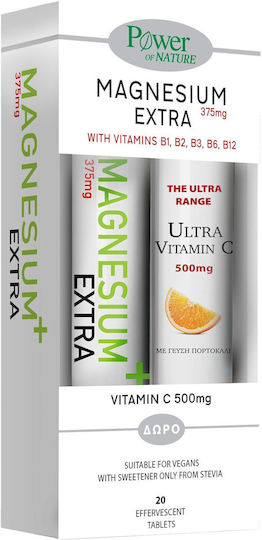 Power Of Nature Magneziu Extra 375mg & Vitamina C 500mg 375mg 40 comprimate efervescente Portocală