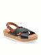 Δερμάτινα Γυναικεία Σανδάλια Flatforms Μαύρα