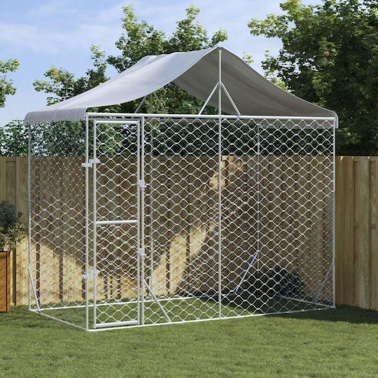 vidaXL Металик Парк За Кучета 300x150x250см Сребрист