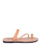 Leder Flache Sandalen für Damen Beiges