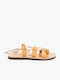 Leather Women's Flat Sandals in Beige Color