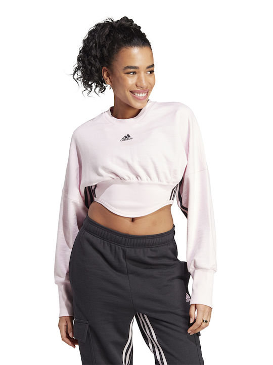 Adidas Women's Athletic Crop Top Long Sleeve Pink