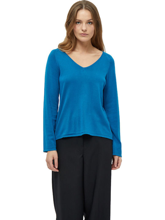 Peppercorn Tana Damen Langarm Pullover mit V-Ausschnitt Blau