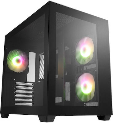 FSP/Fortron CMT380 Gaming Midi Tower Computer Case with Window Panel and RGB Lighting Black