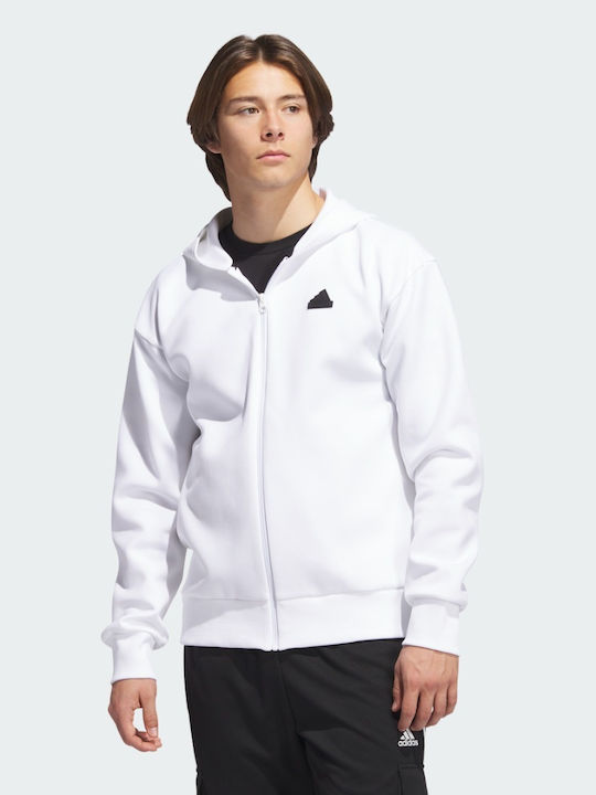 Adidas Herren Sweatshirt Jacke mit Kapuze Weiß