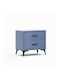 Venla Bedside Table with Fabric Cover Blue 50x40x50cm