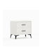 Venla Bedside Table with Fabric Cover Beige 50x40x50cm