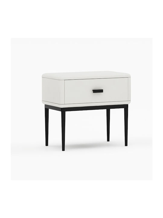 Vartia Bedside Table with Artificial Leather Beige 50x40x48cm