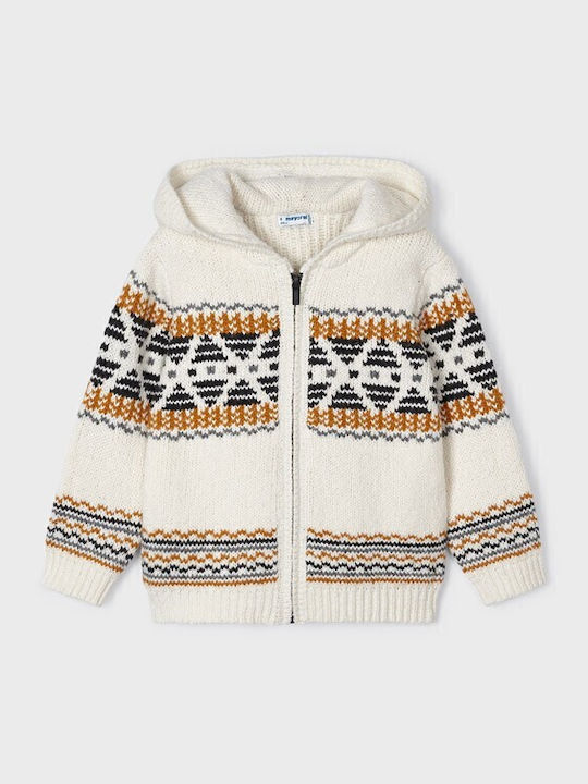 Kids Cardigan Cotton with Hood Ecru