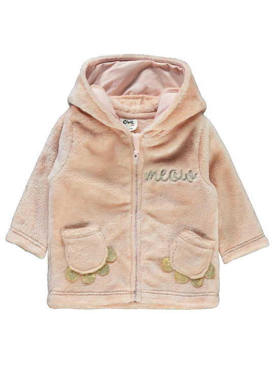 Civil Girls Hooded Cardigan with Zipper Pink