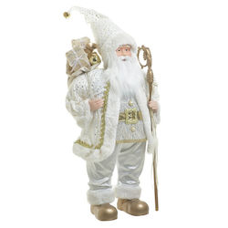 Inart Dekorativer Weihnachtsmann Gray aus Stoff 80cm