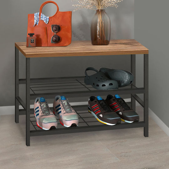 Ξύλινη Dalia με 2 Ράφια Μαύρο / Pine Oak 65x30x45cm GP041-0059,1 Ξύλινη Dalia με 2 Ράφια Μαύρο / Pine Oak 65x30x45cm GP041-0059,1