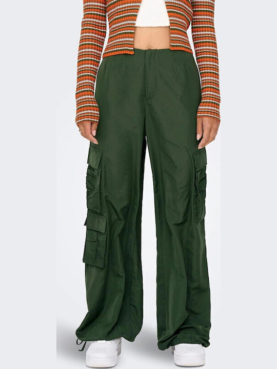 Only Mw Dama Tesatura Pantaloni Cargo Verde
