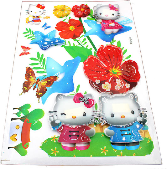 Детски Декоративен Стикер За Стена 3D Hello Kitty 22см Детски Декоративен Стикер За Стена 3D Hello Kitty 22см