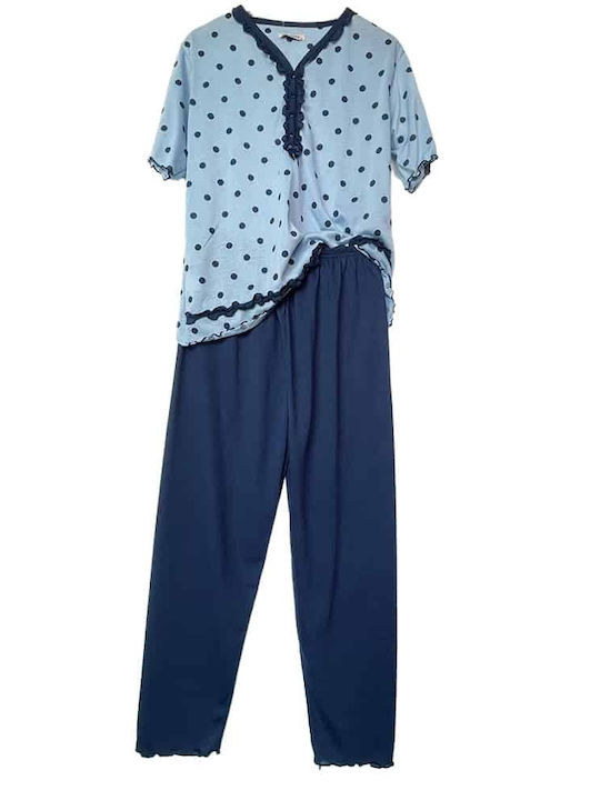 Cootaiya Summer Women's Pyjama Set Cotton Blue