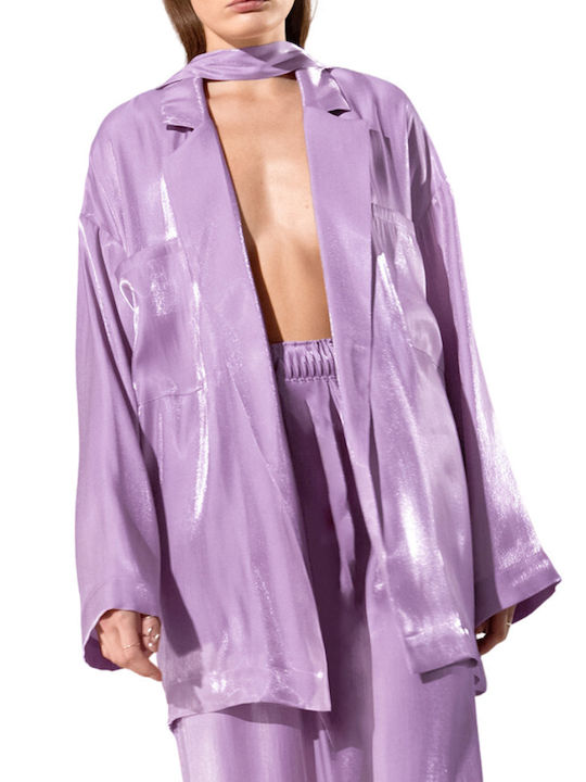 La Lolita Amsterdam Sommer Damen Pyjama-Set Satin Flieder