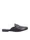 Flat Leather Mules in Black Color