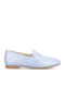 Leather Women's Moccasins in Light Blue Color