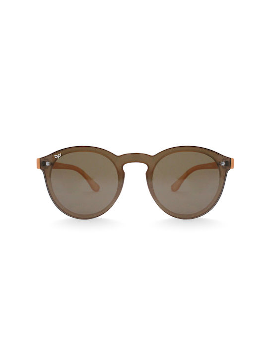 OJO Sunglasses Round Auga Ανδρικά Γυαλιά Ηλίου με Καφέ Κοκκάλινο Σκελετό και Καφέ Φακό 39OTR22300