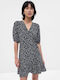 GAP Summer Mini Dress Wrap with Ruffle Black