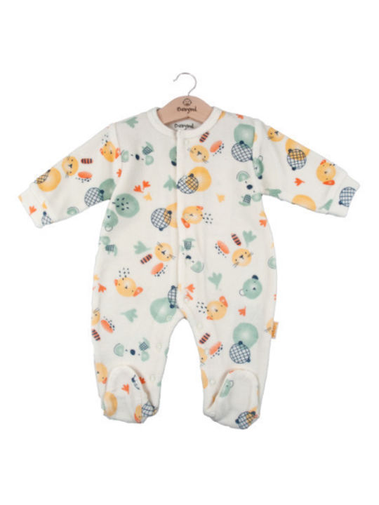 Babybol Baby Bodysuit Set Long-Sleeved Velvet Ecru