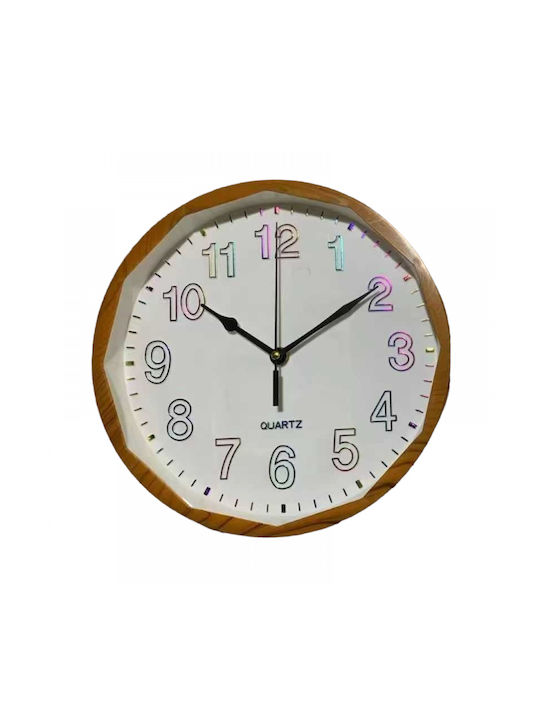Ρολόι Τοίχου Ξύλινο Light Brown Ø26cm