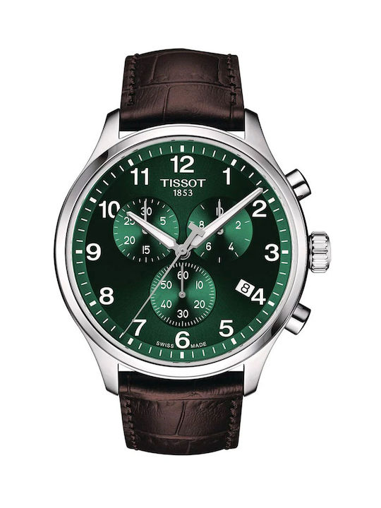 Tissot T-Sport Часовник Хронограф Батерия с Кафяв Кожено Каишка