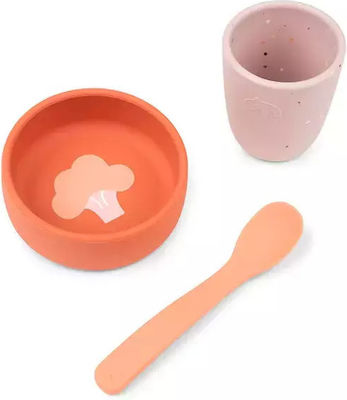 Done by Deer Feeding Set made of Silicone with Non-Slip Base Orange 3pcs