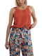 Molly Bracken Women's Summer Blouse Sleeveless Orange