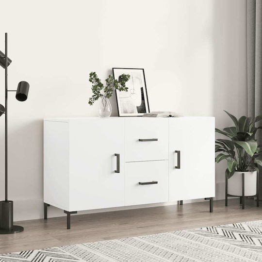 Мебели за съхранение дървен с чекмеджета Бял 100x36x60см