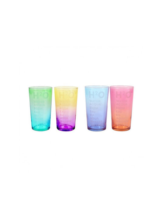 Marva Glass Set Water made of Glass in Purple Color 570ml 4pcs