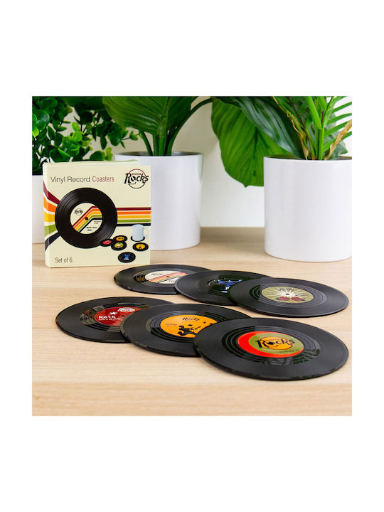 Octopus Rotund Suporturi pentru pahare Lemn Negru 10.5cm 6buc