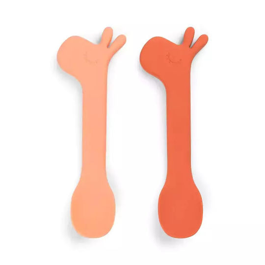 Done by Deer Baby Set with Spoons made of Silicone Pink 2pcs