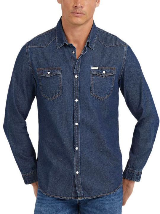 Long-sleeved Denim Shirt Blue
