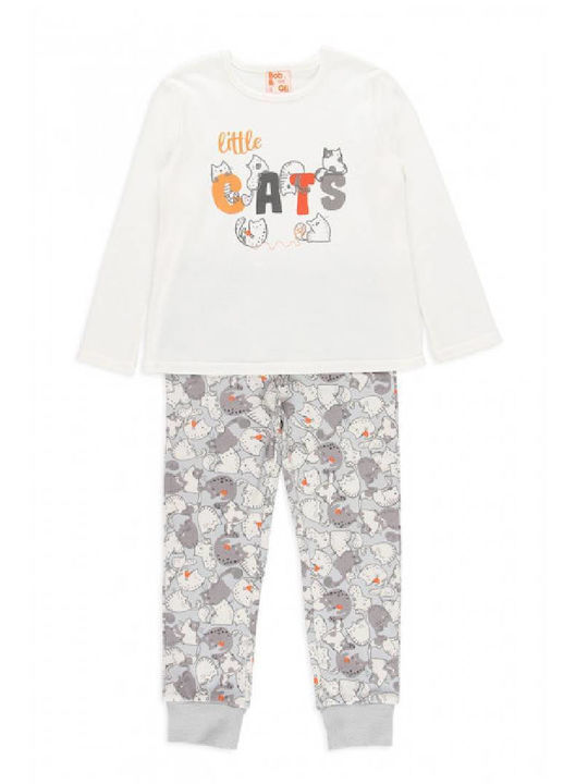 Boboli Set Top & Bottom Kids Cotton Pyjamas Ecru