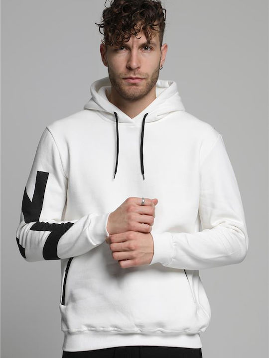 Herren Sweatshirt Jacke mit Kapuze und Taschen Weiß