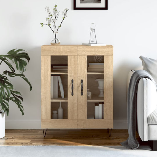 Living Room Display Cabinet from Particle Board with Brown Glass 69.5x34x90cm