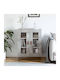 Floor-standing Living Room Display Cabinet made of Particleboard with Glass Gray 69.5x34x90cm