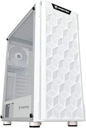 Nfortec Azir Gaming Midi Tower Computer Case with Window Panel White