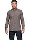 Long-sleeved Flannel Shirt Checked Brown