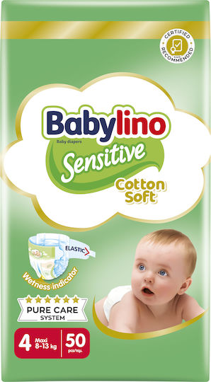 Babylino Scutece cu bandă adezivă Sensitive Cotton Soft Nr. 4 pentru 8-13kg 50buc